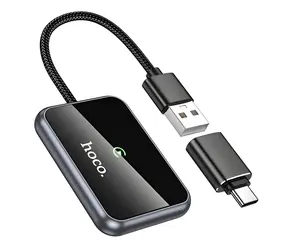 Hoco HU1 czarny / Bezprzewodowy adapter CarPlay / USB-A / USB-C