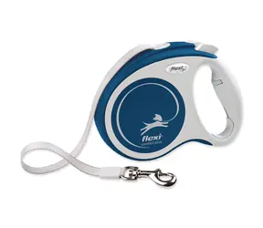 Smycz Flexi Comfort PLUS M niebieska / Samozwijająca się / pasek / 5 m / dla małych psów