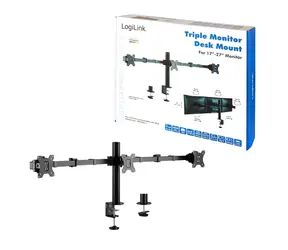 Uchwyt biurkowy do 3 monitorów czarny / Uchwyt do monitora / 17-32" / nośność 7 kg / VESA 75x75-100x100 / obrót 360°
