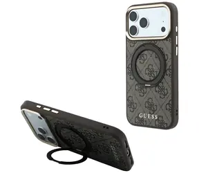 Podstawka pod pierścień Guess 360 4G Classic Logo brązowa / Tylna obudowa / MagSafe / Apple iPhone 18 Pro, 17 Pro