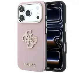 Logo z żywicy Guess Grained Big Resin w kolorze różowym / Tylna obudowa / iPhone 17 Pro Max i 18 Pro Max