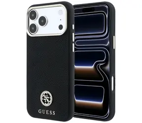 Guess Grained Round Strass Logo MagSafe czarny / Tylna obudowa / MagSafe / iPhone 17 Pro Max i 18 Pro Max