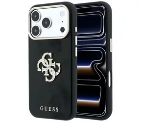 Logo Guess Smooth Big Strass w kolorze czarnym / Tylna obudowa / iPhone 17 Pro i 18 Pro