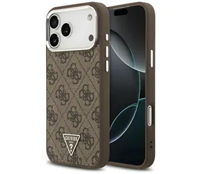 Guess 4G Trójkątne Logo MagSafe brązowo-srebrne / Tylna obudowa / iPhone 17 Pro Max / 18 Pro Max / MagSafe