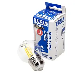 Żarówka TESLA FILAMENT RETRO miniglobe E27 4W / LED / 230V / 470lm / 25 000h / 4000K światło białe dzienne / 360°