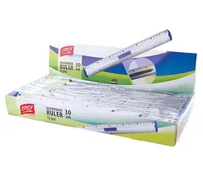 Linijka Easy z kolorowym wykończeniem 30 cm / Linijka / aluminium / kolorowe wykończenie / uchwyt na ołówki