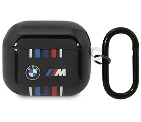 Etui BMW na AirPods 3. generacji z wielokolorowymi liniami, czarne / Etui na słuchawki / Kolorowe linie