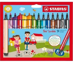 STABILO Trio Scribbi / Markery / zestaw 14 szt. / końcówka sprężynowa / tusz zmywalny