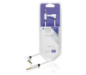König KNM22600W05 biały / Kabel audio / Jack 3,5 mm - Jack 3,5 mm kątowy / Stereo / 0,5 m