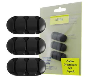 Allity ASA-400 czarny / Organizer do kabli / Silikon / Samoprzylepny 3M / opakowanie 3 szt.