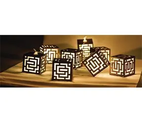 Łańcuch świąteczny HQ LED z drewnianymi kostkami / Łańcuch świetlny / 10 diod LED