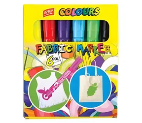 Marker tekstylny Easy Textile Marker / zestaw 6 kolorów / końcówka fibrowa 2 mm