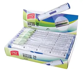 Easy aluminiowa linijka z kolorowym obramowaniem i uchwytem na ołówek / Linijka / 20 cm