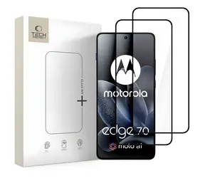 Szkło Tech-Protect Fit+ czarne / Szkło hartowane / Motorola Edge 70 5G / 2 szt.