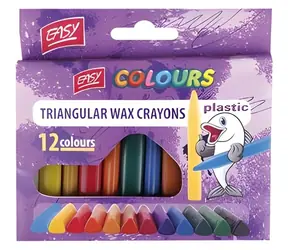 Kredki woskowe trójkątne Easy Plastissimo / plastik / mix 12 kolorów