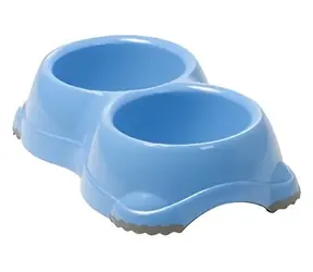 Tommi Smarty No. 2 jasnoniebieska / Podwójna miska dla psa / Plastik / 2 × 645 ml