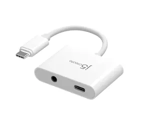 J5Create Adapter audio USB-C do 3,5 mm biały / Adapter / USB-C / gniazdo 3,5 mm / Power Delivery