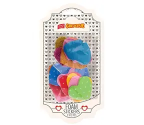 Easy brokatowe naklejki piankowe Serca i kropki / MIX kolorów / 24 szt. (12+12)