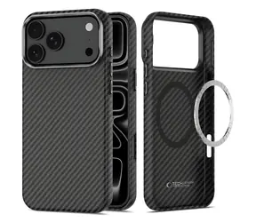 Tech-Protect ION Carbon czarno-srebrny / Etui / Apple iPhone 18 Pro, 17 Pro / MagSafe
