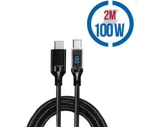 Kabel AGEMEO USB-C z wyświetlaczem czarny / Kabel ładujący / 100 W / 2 m