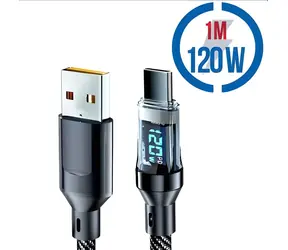 AGEMEO MEGATECH USB-A (M) - USB-C (M) 1 m czarny / Kabel / 120 W / wyświetlacz