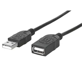 Kabel USB 2.0 Manhattan AA czarny / Przedłużacz / 1,8 m / 480 Mbit/s