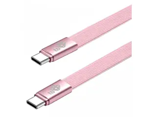 Płaski kabel USB-C - USB-C 1 m pudrowy róż / Kabel USB-C / USB-C (M) - USB-C (M)