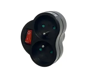 Konnoc DX-R2S czarny / Listwa zasilająca / 230V / 1x okrągłe + 2x płaskie gniazdo / włącznik/wyłącznik / blokada dziecięca