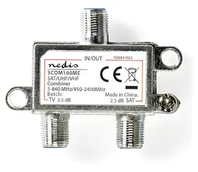Łącznik sygnału satelitarnego Nedis Silver / Łącznik / 5-862 MHz / 950-2400 MHz / 75 omów / Power Pass
