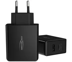 Ładowarka domowa Ansmann 254PD / Adapter ładujący / 1x USB-A / 1x USB-C / PD 60 W / 4700 mA