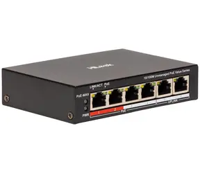 HiLook NS-0106P-45(B) / Przełącznik / 4X 100 Mb/s RJ45 PoE / 2x 100 Mb/s łącze w górę / 45 W
