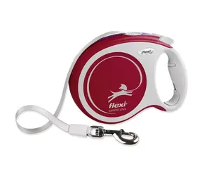 Smycz FLEXI Comfort PLUS taśma czerwona / rozmiar L / 8 m / do 50 kg