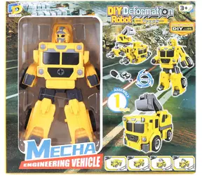 Samochód-koparka Orion Transrobot żółty / Zestaw montażowy 2w1 / z narzędziami / plastik / od 3 lat