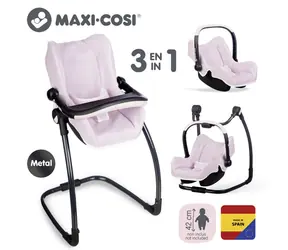 Nosidełko i krzesełko dla lalek Smoby Maxi-Cosi 3w1, różowe / huśtawka / plastikowe / dla lalek do 42 cm / od 3 lat