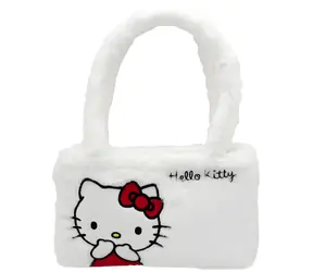 Torebka EP LINE Hello Kitty biała / Plusz / Zamek błyskawiczny / 26 x 17 cm