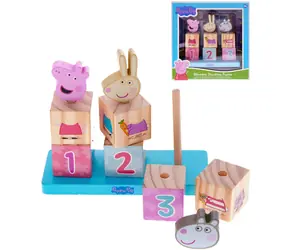 Klocki do nawlekania PEPPA PIG / Drewniane / 9 sztuk / od 18 miesięcy