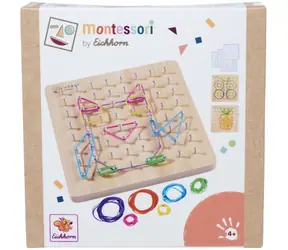EICHHORN Montessori tablica geometryczna z gumkami / 64 kołki / drewno / od 4 lat