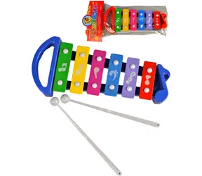 Kolorowy ksylofon dla dzieci / Instrument muzyczny / Metal i plastik / 25 cm / 2 młotki