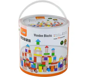 Zestaw klocków VIGA Baby 100 elementów w wiaderku / Klocki drewniane / od 2 lat