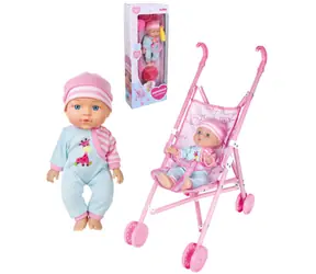 WIKY Lalka bobas z wózkiem golfowym / 27 cm / Akcesoria w zestawie / Dźwięk / 3x AG13