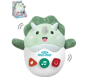 WIKY Pluszowy bujany dinozaur Roly Poly / Zabawka bujana / Światło i dźwięk / 20 cm / od 6 miesięcy