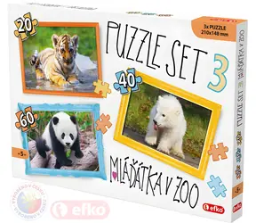 Puzzle EFKO 3w1 Młode zwierzęta w ZOO / 20+40+60 elementów / 21 x 15 cm / od 5 lat