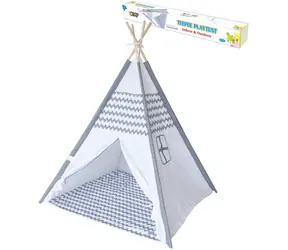Namiot tipi, szary indyjski z okienkiem / Namiot dziecięcy / 120 x 150 x 120 cm / od 3 lat