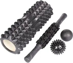 Zestaw do masażu Merco 4w1 czarny / Zestaw do masażu / Wałek 33 cm / Pręt 40 cm / Piłki 5 i 7 cm