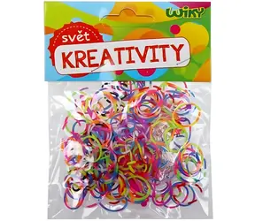 WIKY Gumki do robienia bransoletek, paski, mix kolorów / Zestaw kreatywny / 200 szt. + szydełko