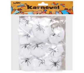WIKY Pajęczyna z pająkiem na Halloween / Dekoracja imprezowa / 12 szt. / pająk ok. 5 cm