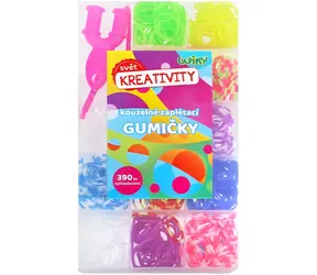 WIKY Loom Bands / Zestaw do robienia kreatywnych bransoletek / 390 szt. + akcesoria / Pudełko