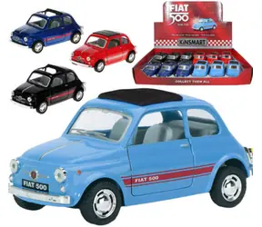 KINSMART Samochód Fiat 500 1:24 / Metal/plastik / Napęd pull-back / Światło i dźwięk / 12,5 cm / 3+