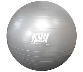 KUBIsport Giant 85 cm srebrny / Piłka gimnastyczna / nośność 150 kg / wzrost 180-195 cm