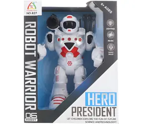 Orion Interaktywny robot z urządzeniem strzelającym / Chodzący, świetlny i dźwiękowy / 23 cm / Plastik / 3x AA (brak w zestawie)